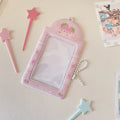 Cartoon plaid strawberry and four-leaf clover PVC student meal card holder with card sleeve