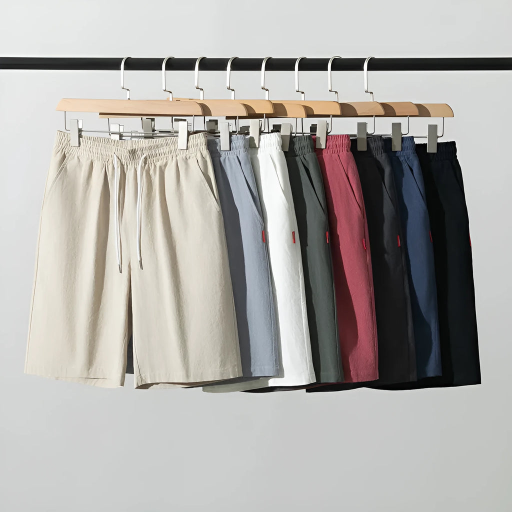 Chinese-style cotton and linen cropped pants in solid colours with drawstring waist