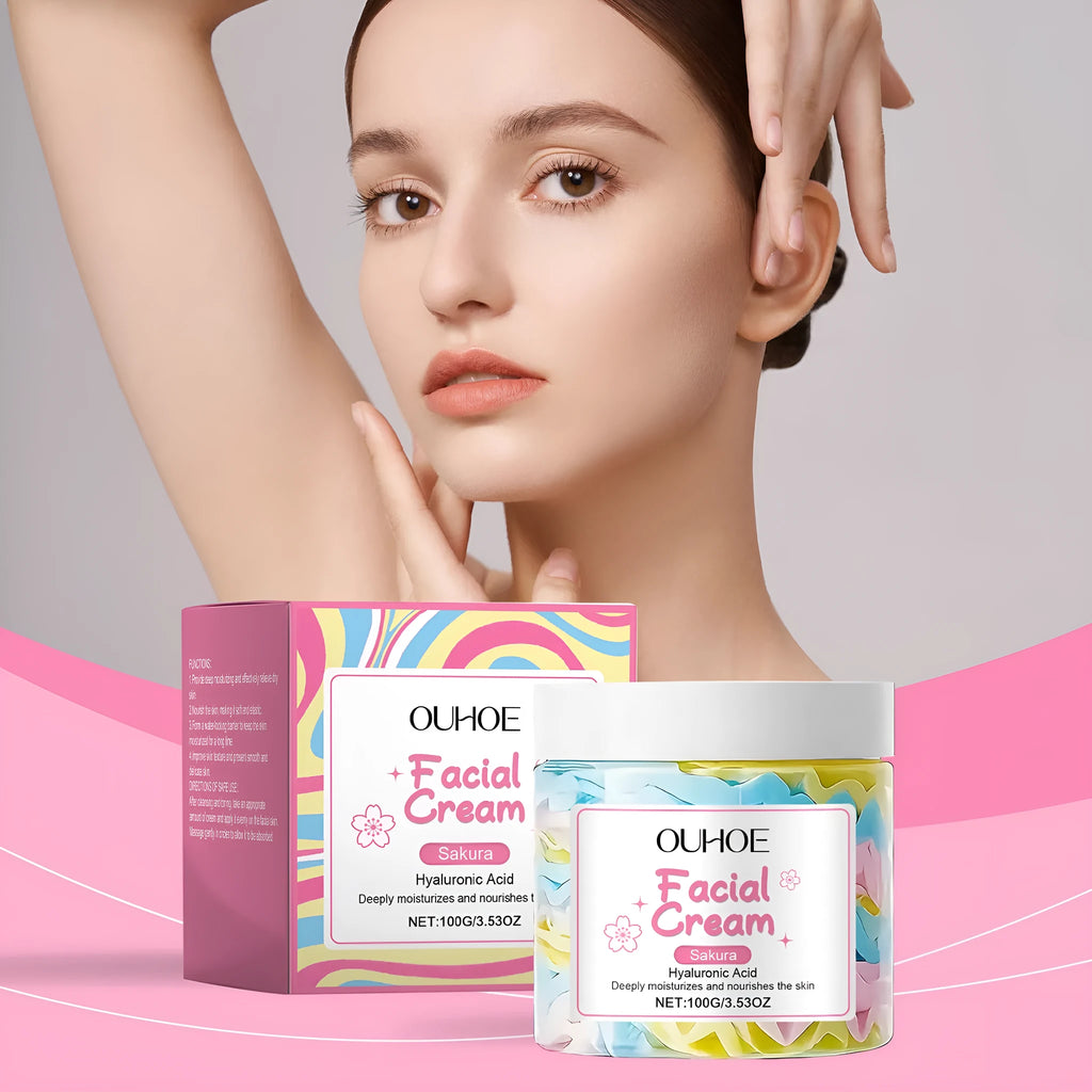 Sakura Butter face cream in a white 5.7cm cubic jar showing 100g net content label.