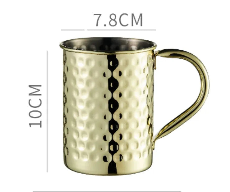 Stainless steel Moscow Mule cocktail glass with copper plating in multiple colour options