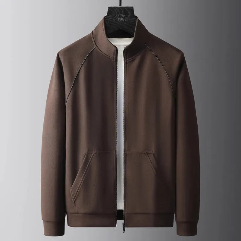 Stand collar slim fit sports suit jacket and trousers set in Vinylon fabric