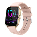 W10 smart watch in black showing heart rate display on its 1.75-inch curved touch screen.
