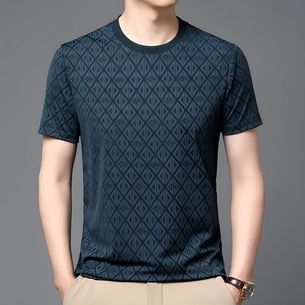 Men's round neck ice silk antibacterial casual t-shirt in loose fit with short sleeves