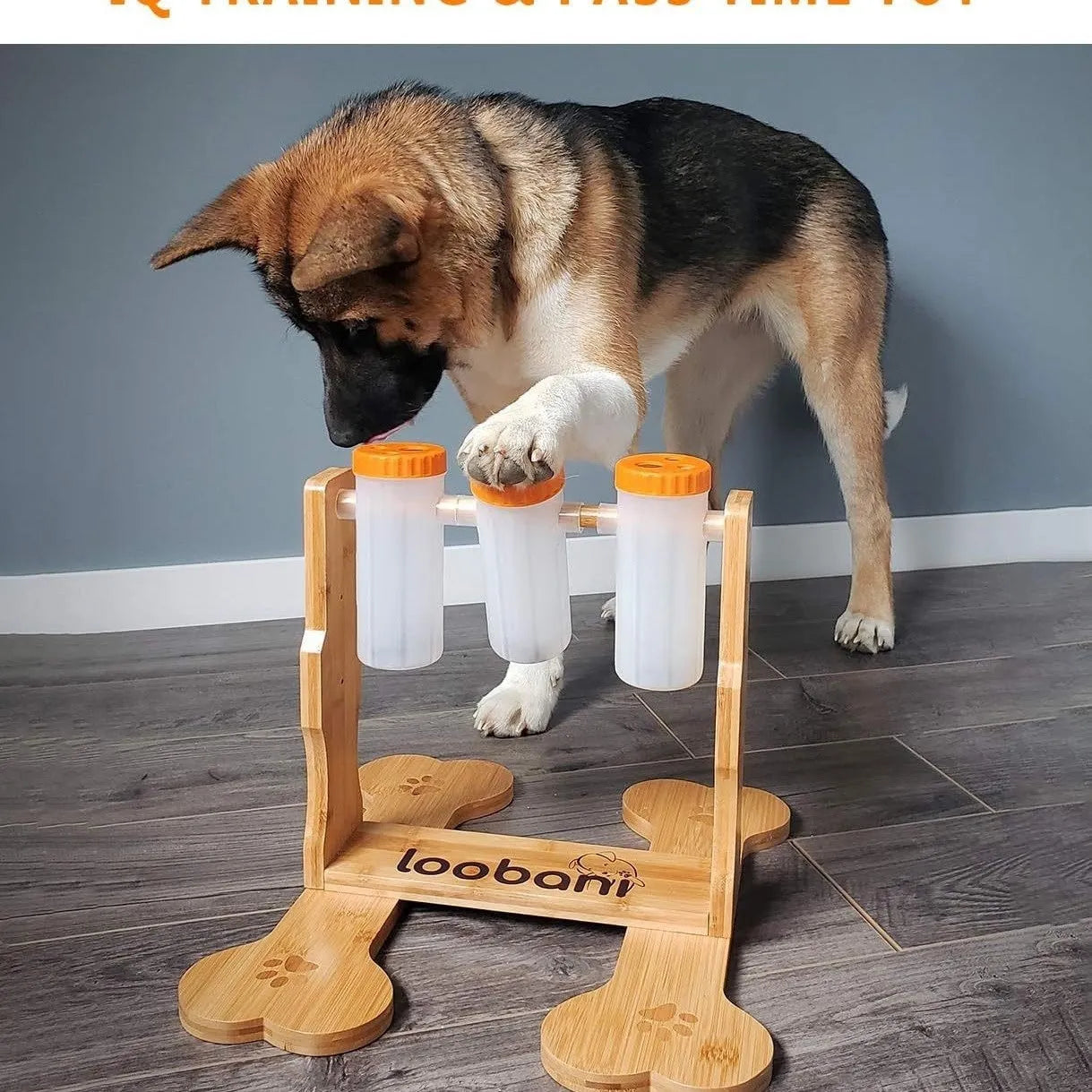 Wooden dog puzzle toy interactive snack dispenser feeder 31x30x20cm pet enrichment activity