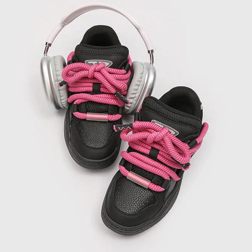 Casual lace-up shoes with thick rubber sole and breathable mesh upper in multiple colour options