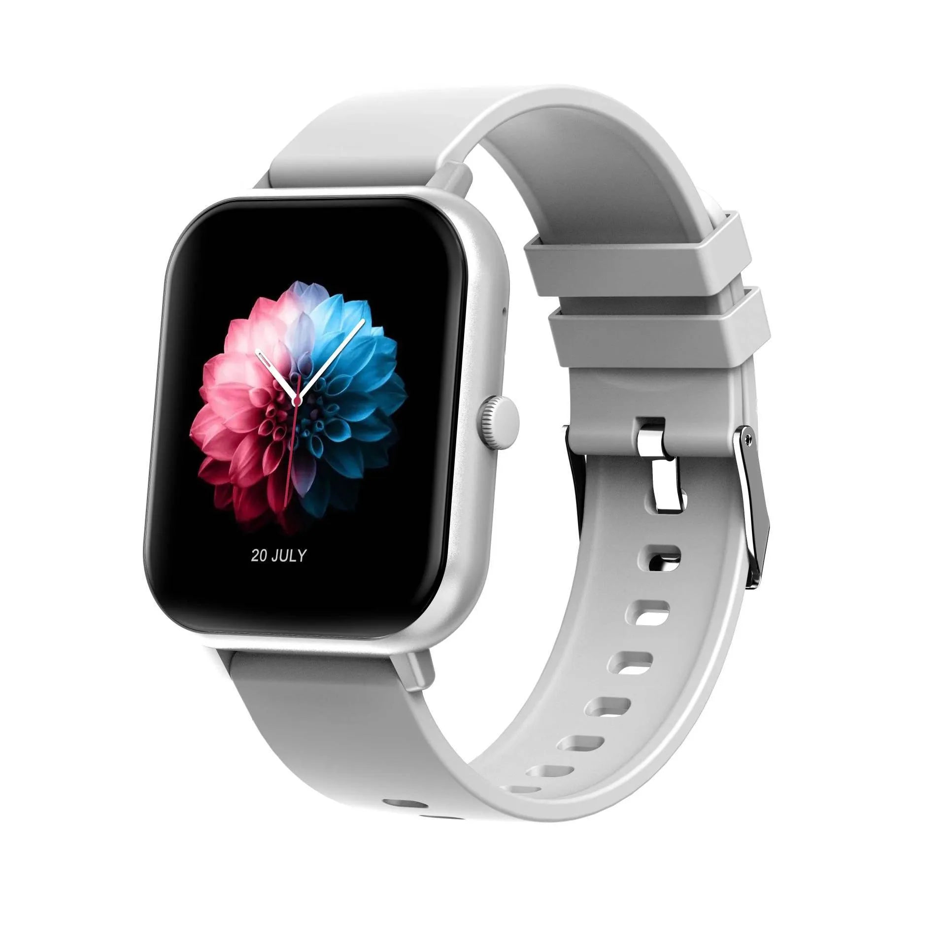 Bluetooth smart watch with heart rate monitoring and AI voice control in multiple colour options