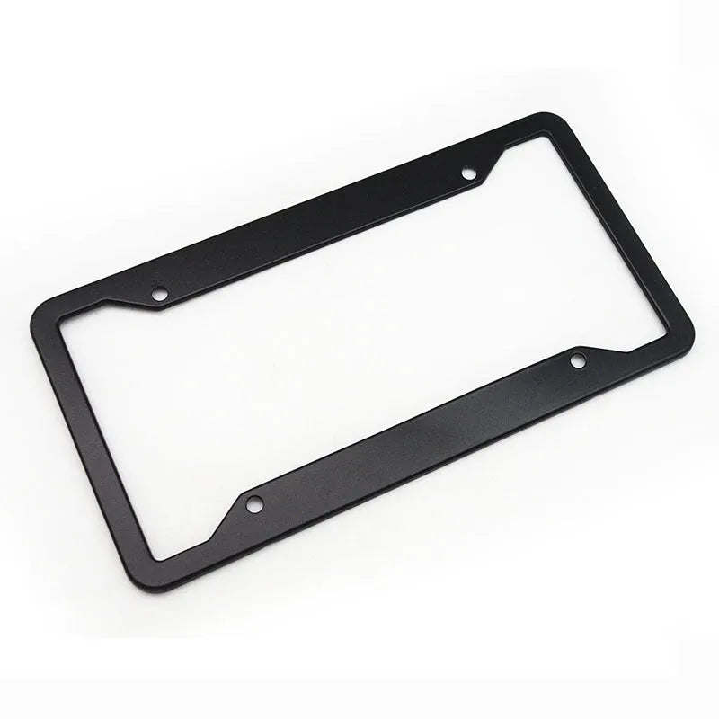 Aluminium alloy license plate frame in black, grey, silver, and steel finishes