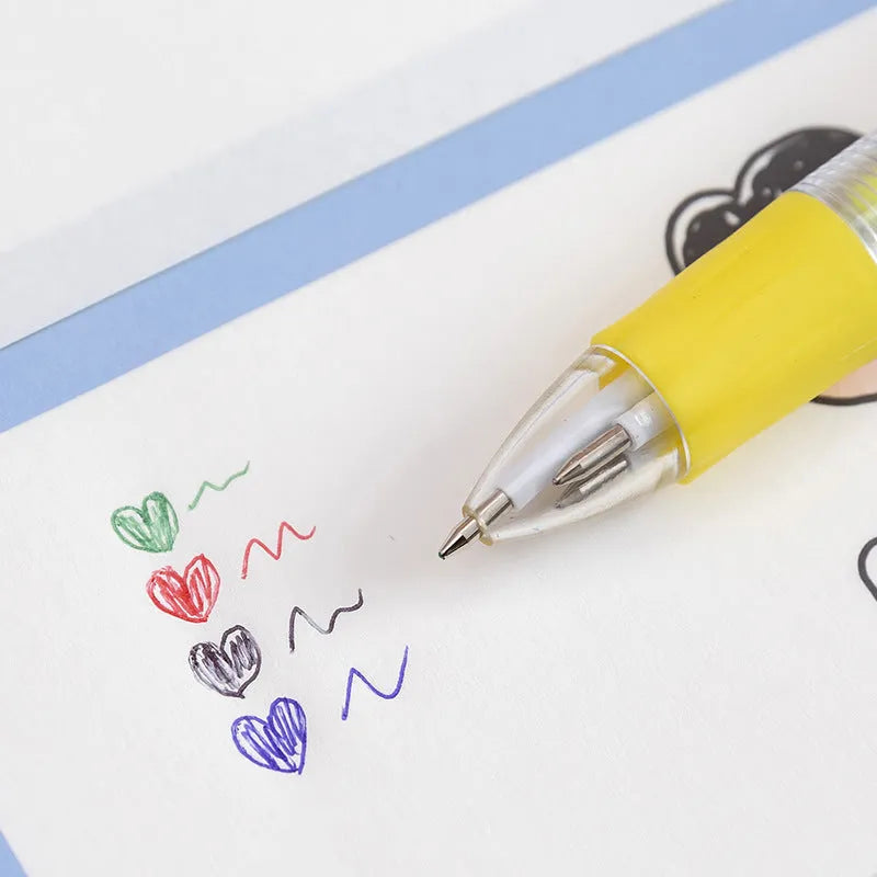 Cartoon themed four-colour press ballpoint pen with a silicone grip in a cactus design.