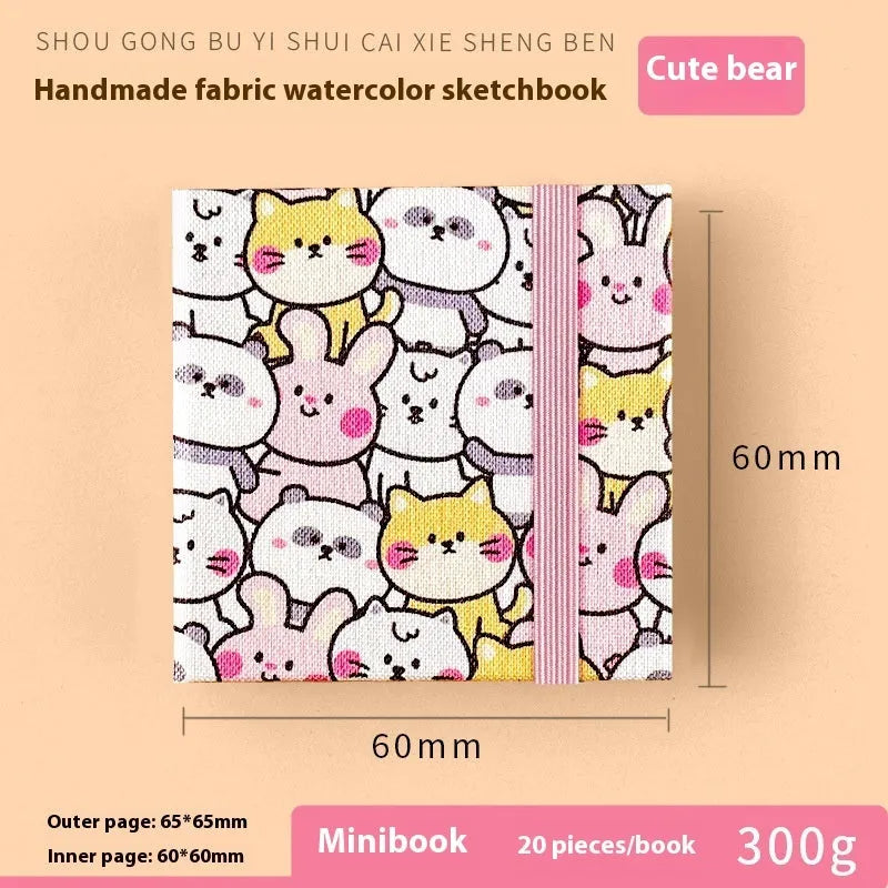 Feiluniao handmade fabric watercolour notebook with artistic cover design, 185mm length for portable sketching