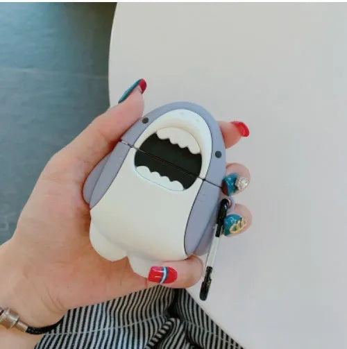 Silicone shark design protective cover for Apple AirPods 1 and 2 wireless earphone case
