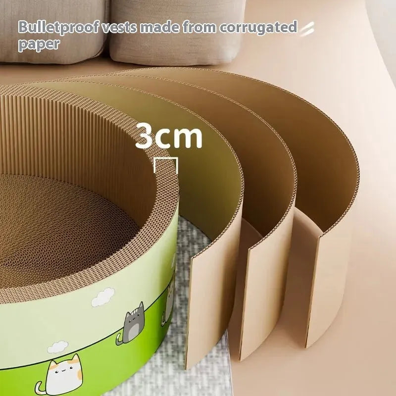 Large round cat scratch board with deep pits in corrugated paper, available in 45cm and 50cm sizes