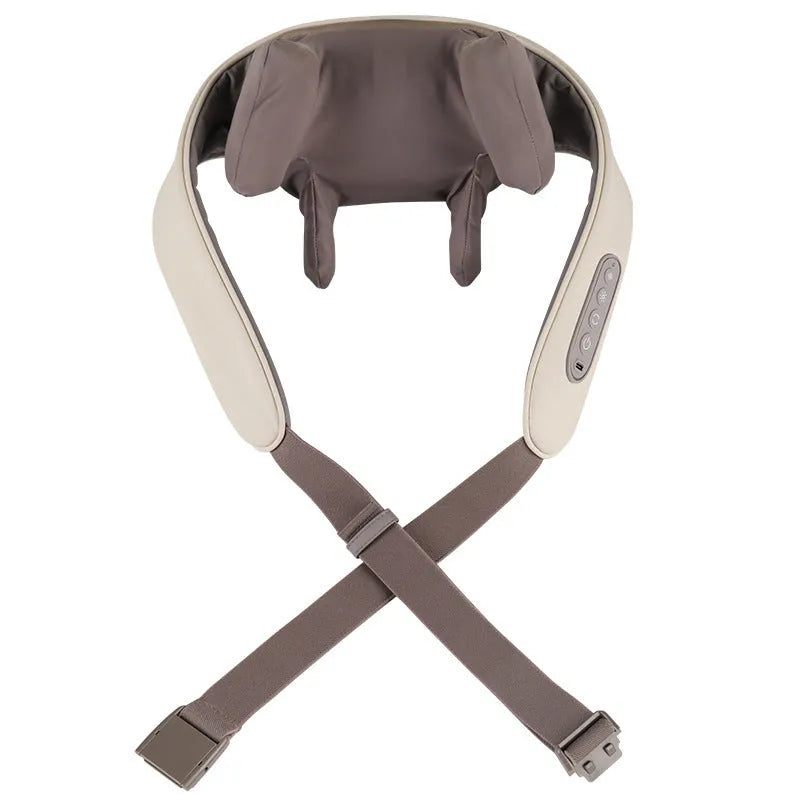 Creamy white rechargeable shoulder and neck massager with 7.4V motor