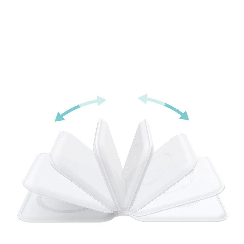 White foldable dual magnetic wireless charging dock showing 180° folding mechanism and Type-C port