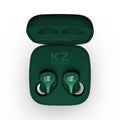 Black and Green Z1 true wireless Bluetooth in-ear earbuds with charging case.
