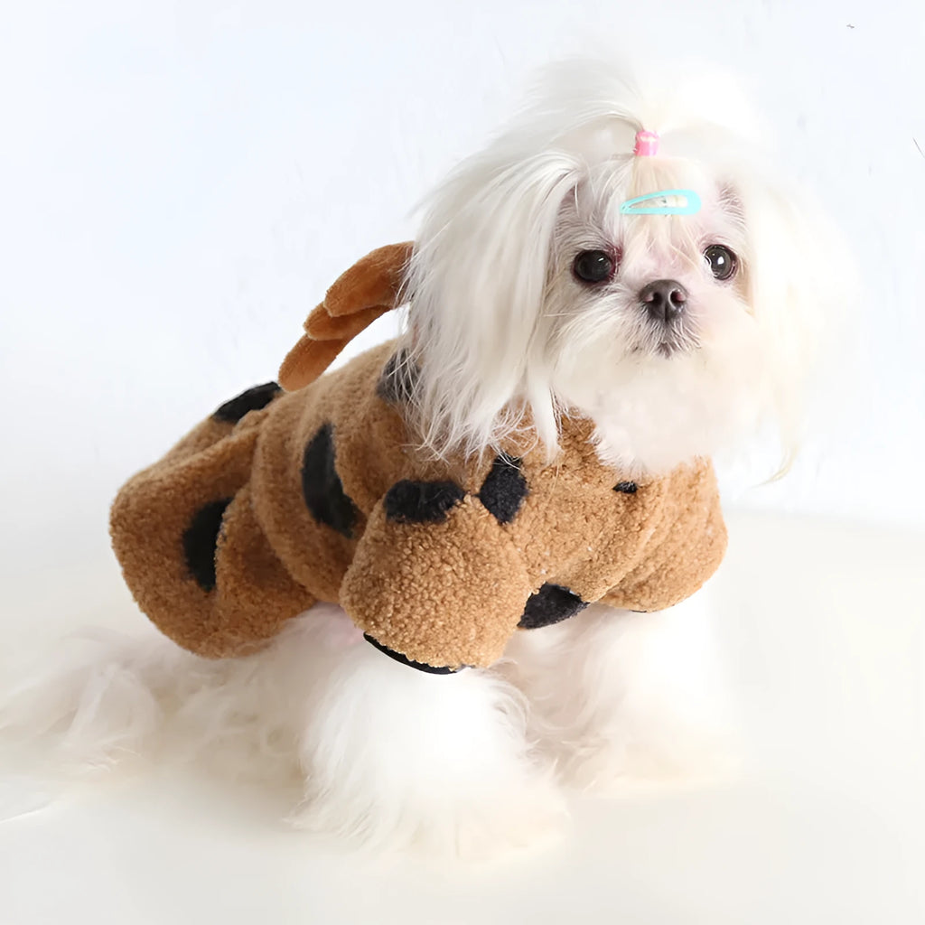 Polka dot elk couple design pet clothing for cats and dogs in skirt and four-leg styles