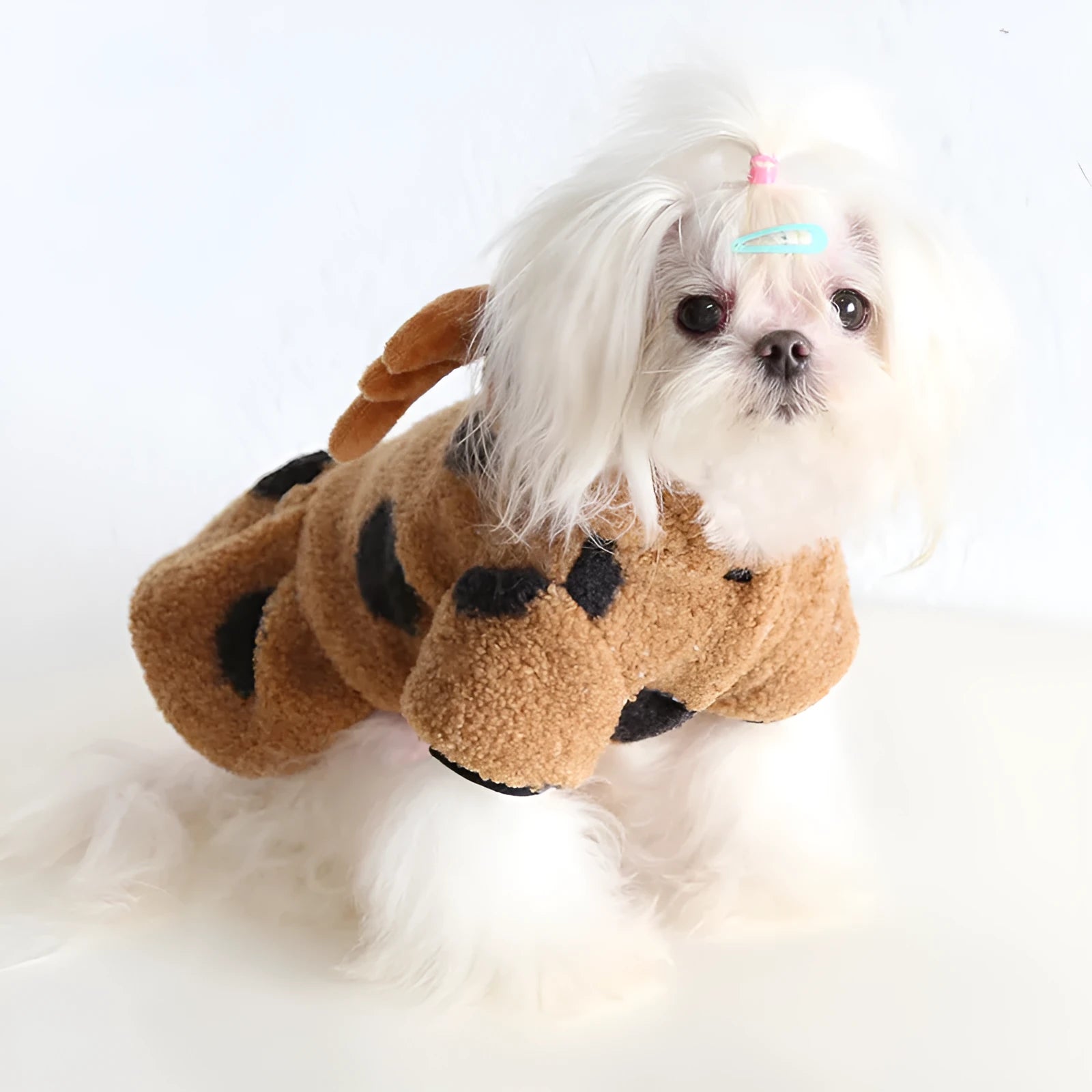 Polka dot elk couple design pet clothing for cats and dogs in skirt and four-leg styles