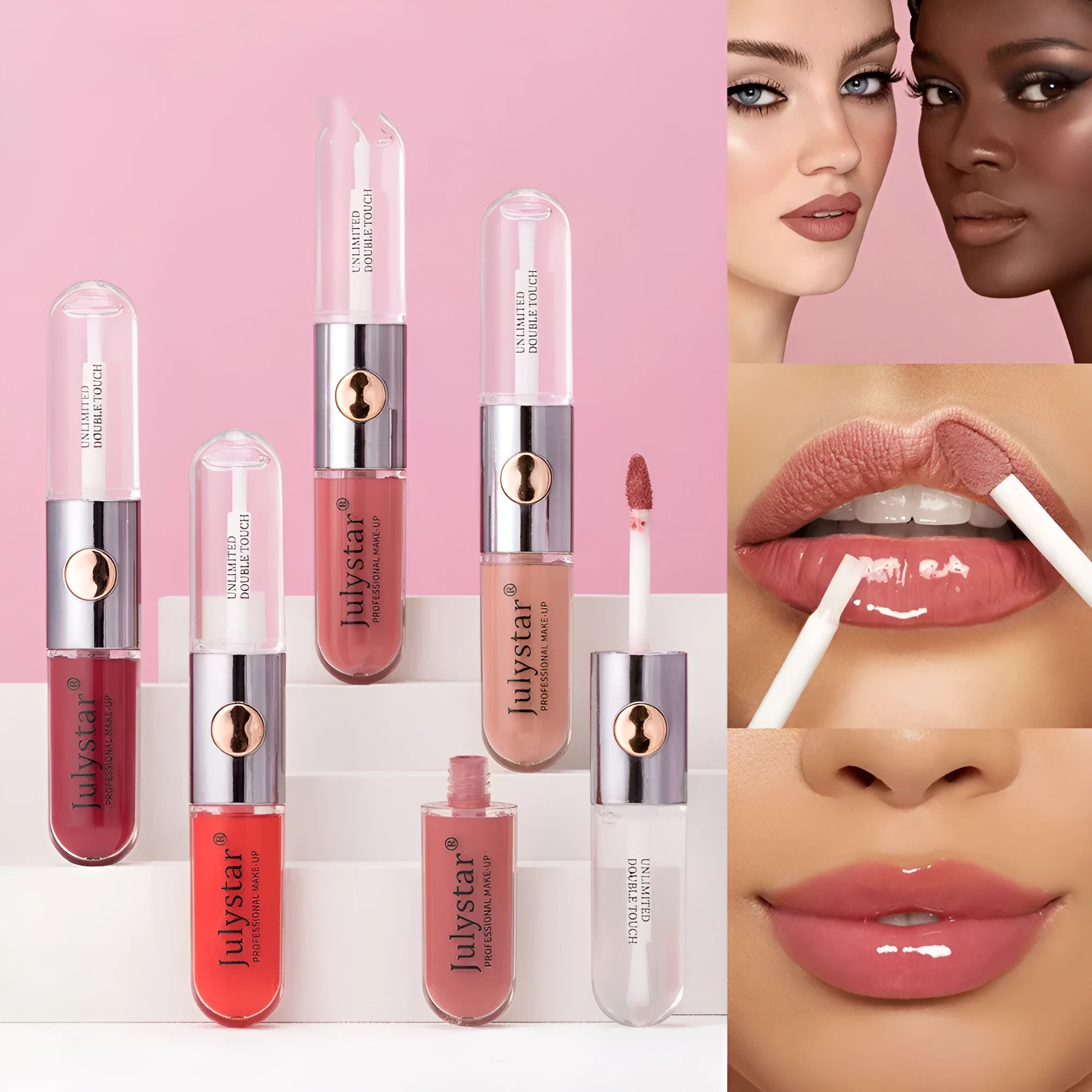 Women's lasting lip gloss tube in 6ml size with colour options 01Style to 09Style