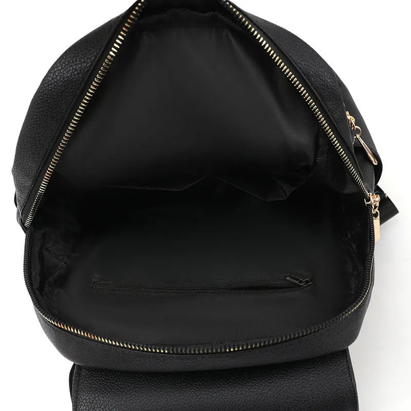 Soft PU leather women's backpack with textured finish and three-dimensional front pocket in taro purple