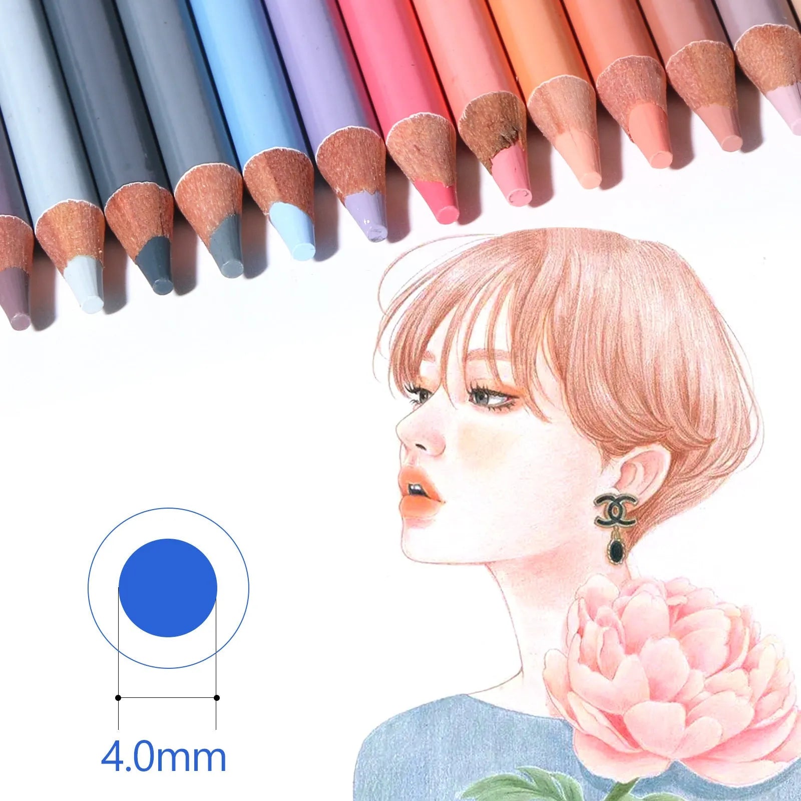 24 skin colour pencils for portrait art in a round metal tin case