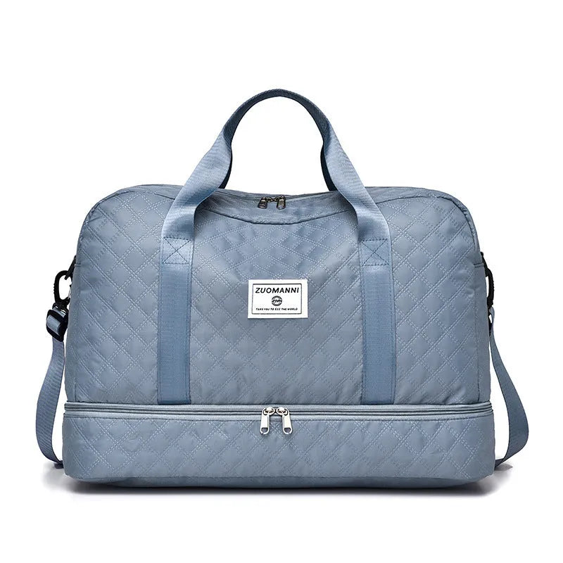 Oxford cloth leisure travel bag with 36-55 litre capacity in street trend style with sewing thread details