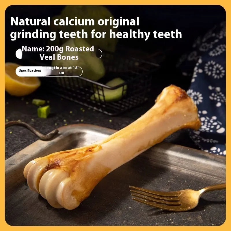 Puppy molar rod dental chew in three sizes with roasted ox bone flavour for training and teeth cleaning
