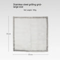 Silver stainless steel barbecue grill set with integrated cooking net, shown in medium and large sizes.