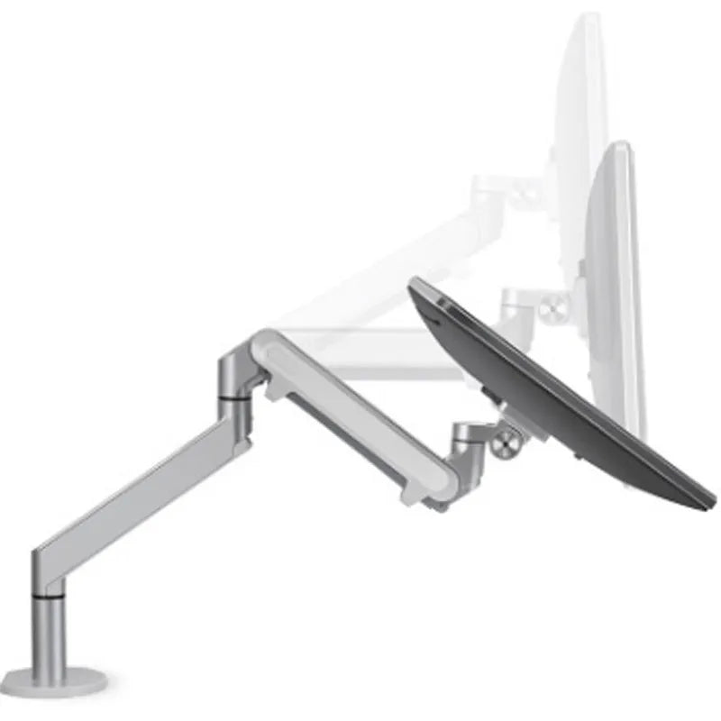 Silver aluminium laptop stand with hover design showing air gap underneath for cooling