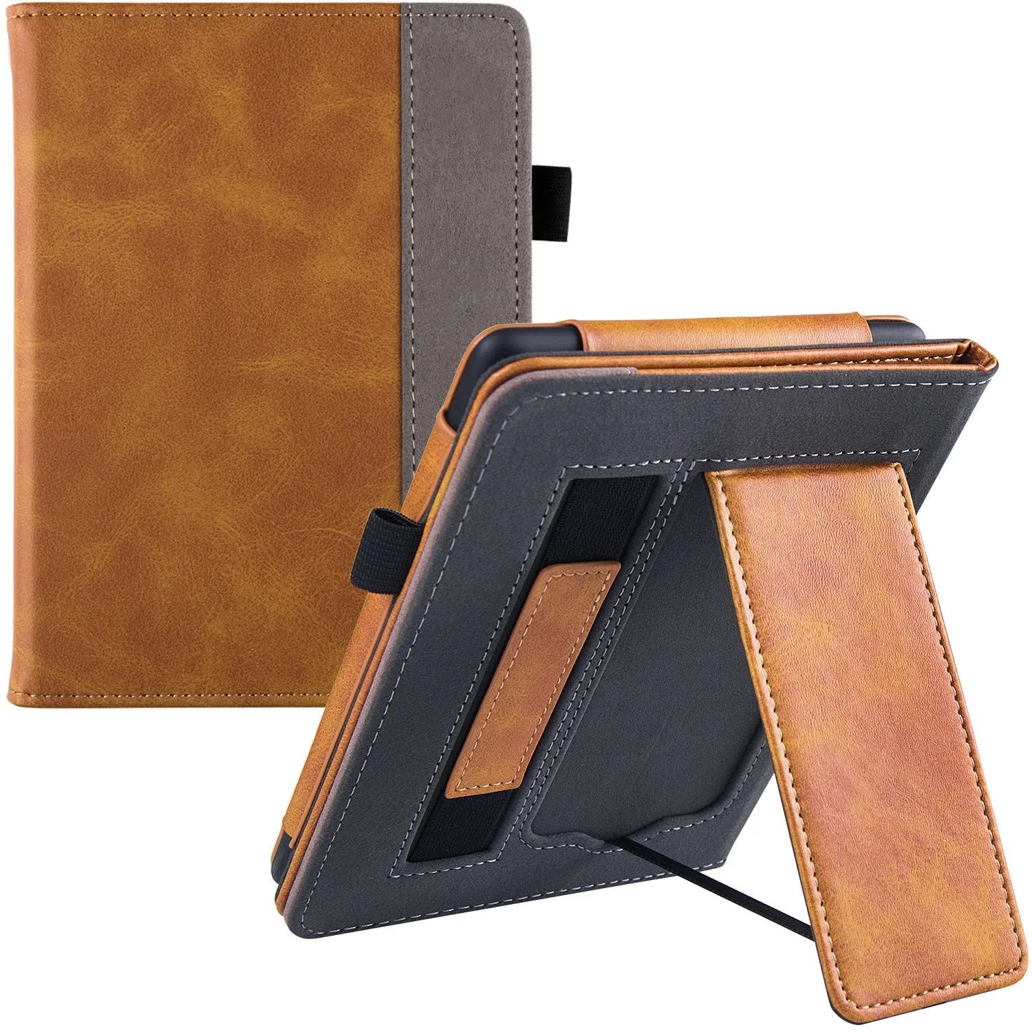 Kindle Paperwhite 11 fabric case with wrist strap bracket in calf leather construction
