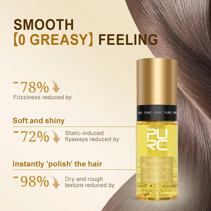 50ml bottle of yellow hair essential oil for curly hair repair and scalp care