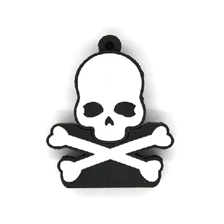 Halloween skeleton skull design USB flash drive with a small metal attachment chain.
