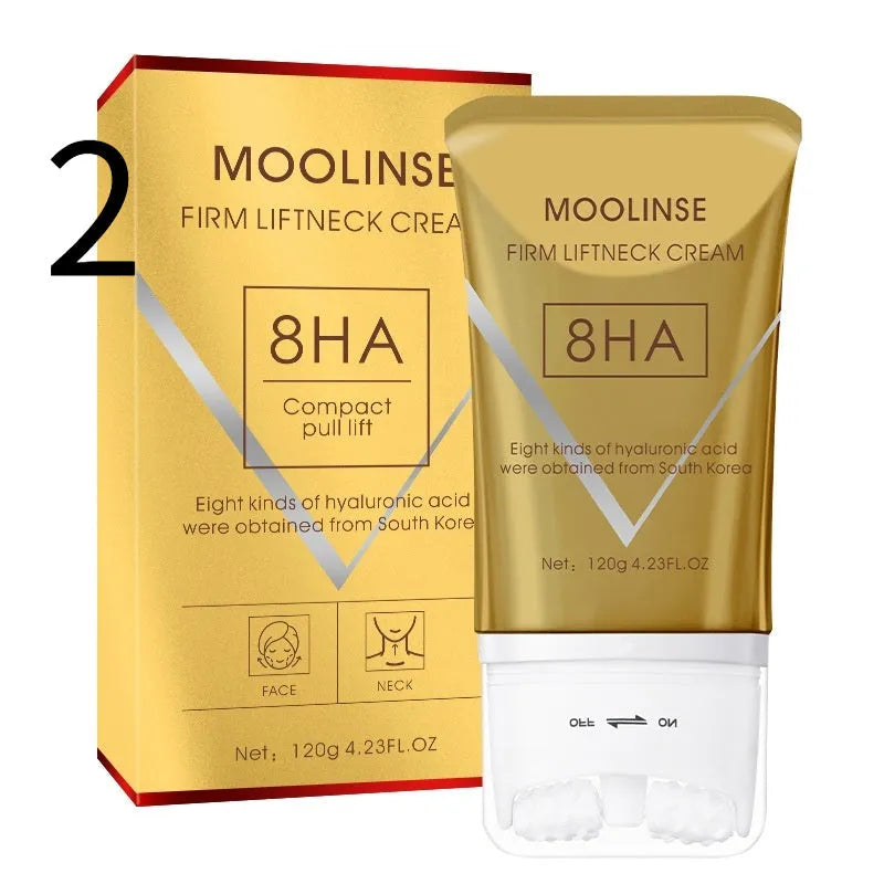 Neck moisturising cream with roller applicator for dry skin in medium sample size