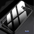 Black anti-peeping magnetic clamshell phone case for Samsung Galaxy smartphones showing closed position
