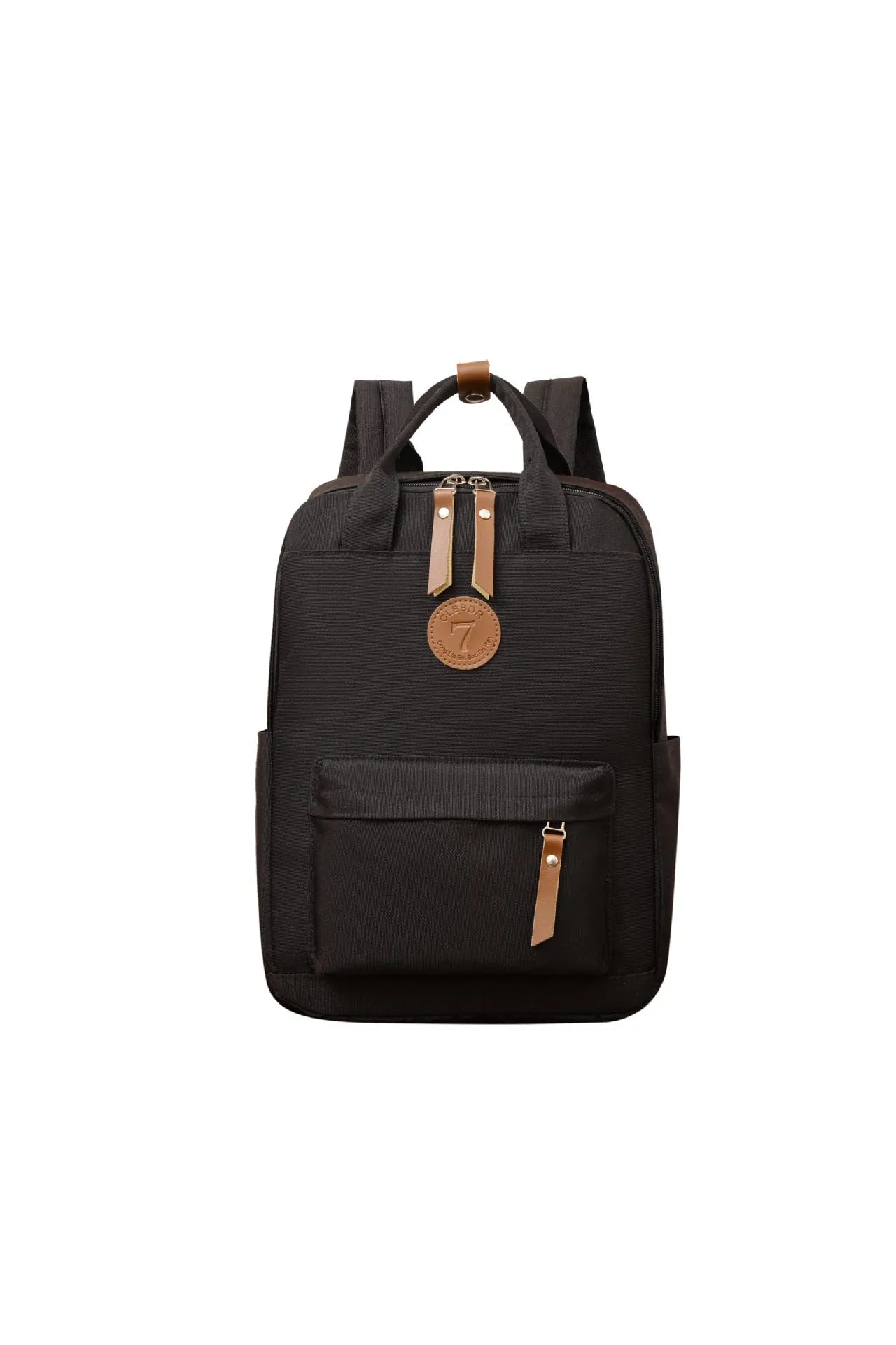 Black Oxford cloth retro fashion backpack with curved shoulder straps