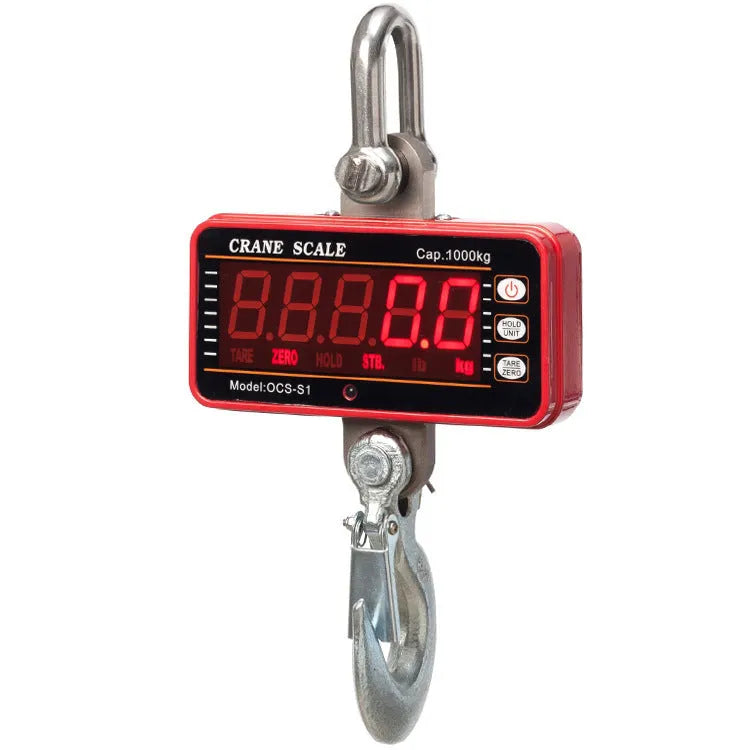 Orange electronic crane scale with digital display for 500kg capacity warehouse weighing