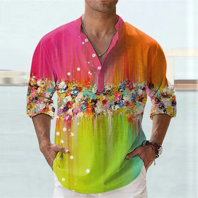 British style bamboo hemp short sleeve shirt with striped pattern in European sizing