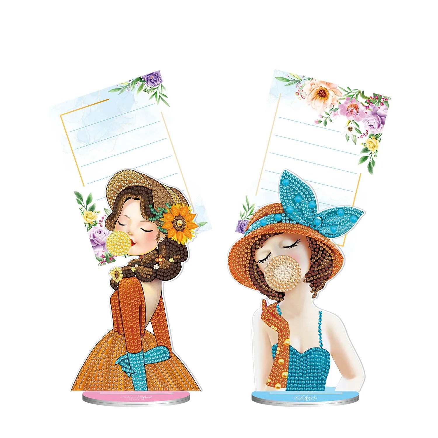 Handmade diamond painting desktop decoration with note clip, American style frameless design