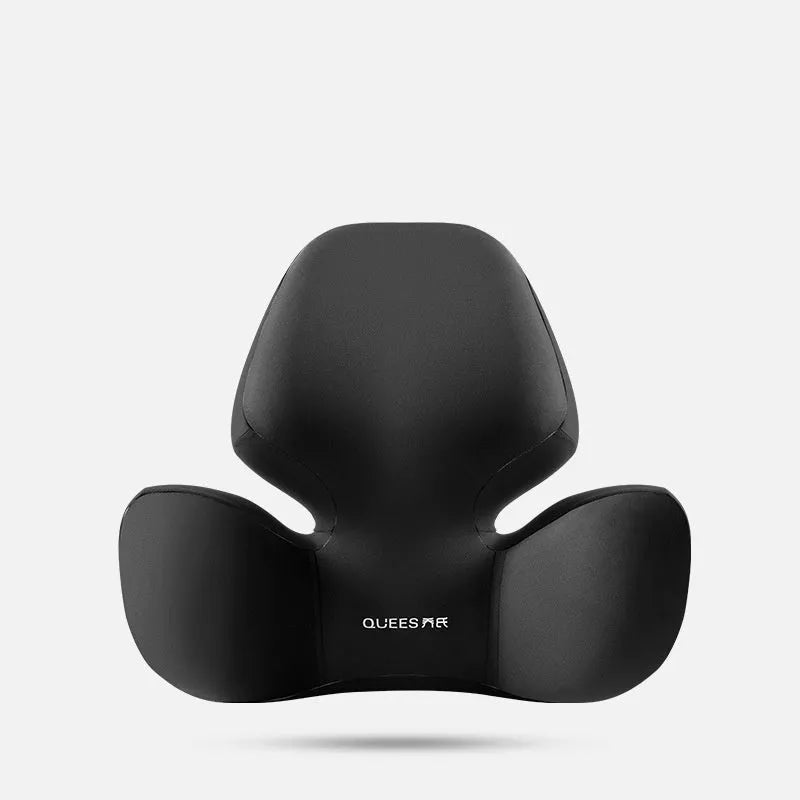 Automotive memory foam support cushion showing headrest and lumbar pillow options in grey colour