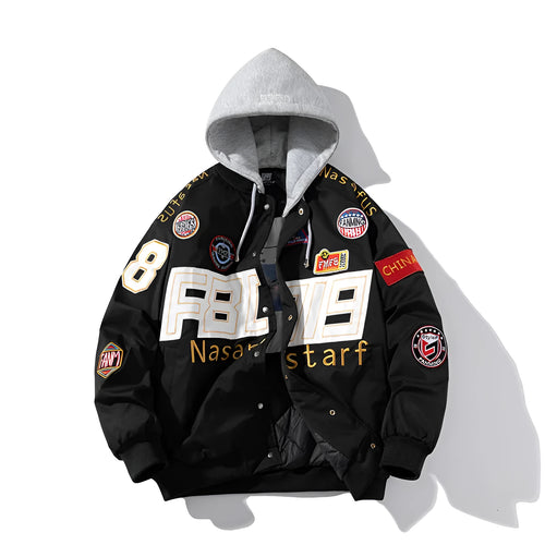 American motorcycle baseball uniform with side pockets available in black red or blue colours