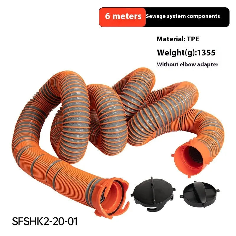 90 degree rotary elbow joint sewage hose shown in 4.5 metre and 6 metre lengths