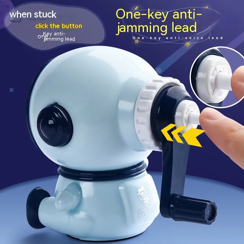 Blue astronaut pencil sharpener manual operation children's stationery