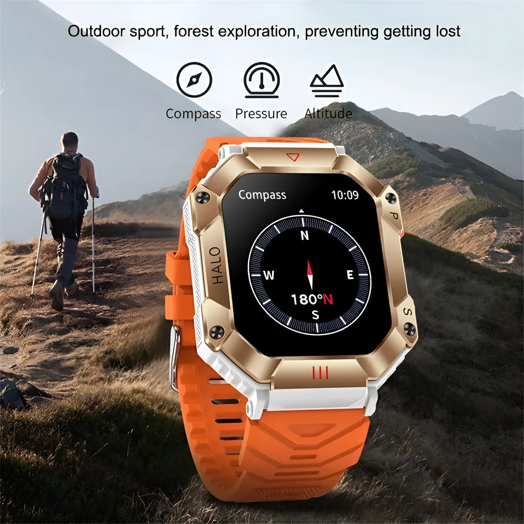 Android smart watch for women with GPS, titanium case, and a selection of band styles on display.