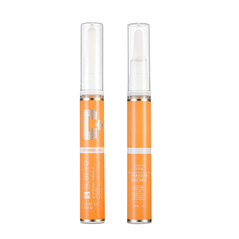 15g freckle cream in orange packaging with skin whitening and moisturising ingredients