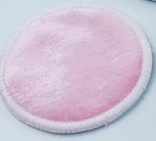 Water pink and light blue velvet makeup remover pads in 8cm size with cotton mesh storage bag