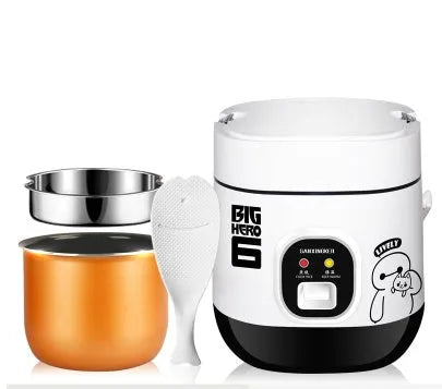 Miniature round rice cooker with mechanical controls and 2L capacity for 1-2 persons