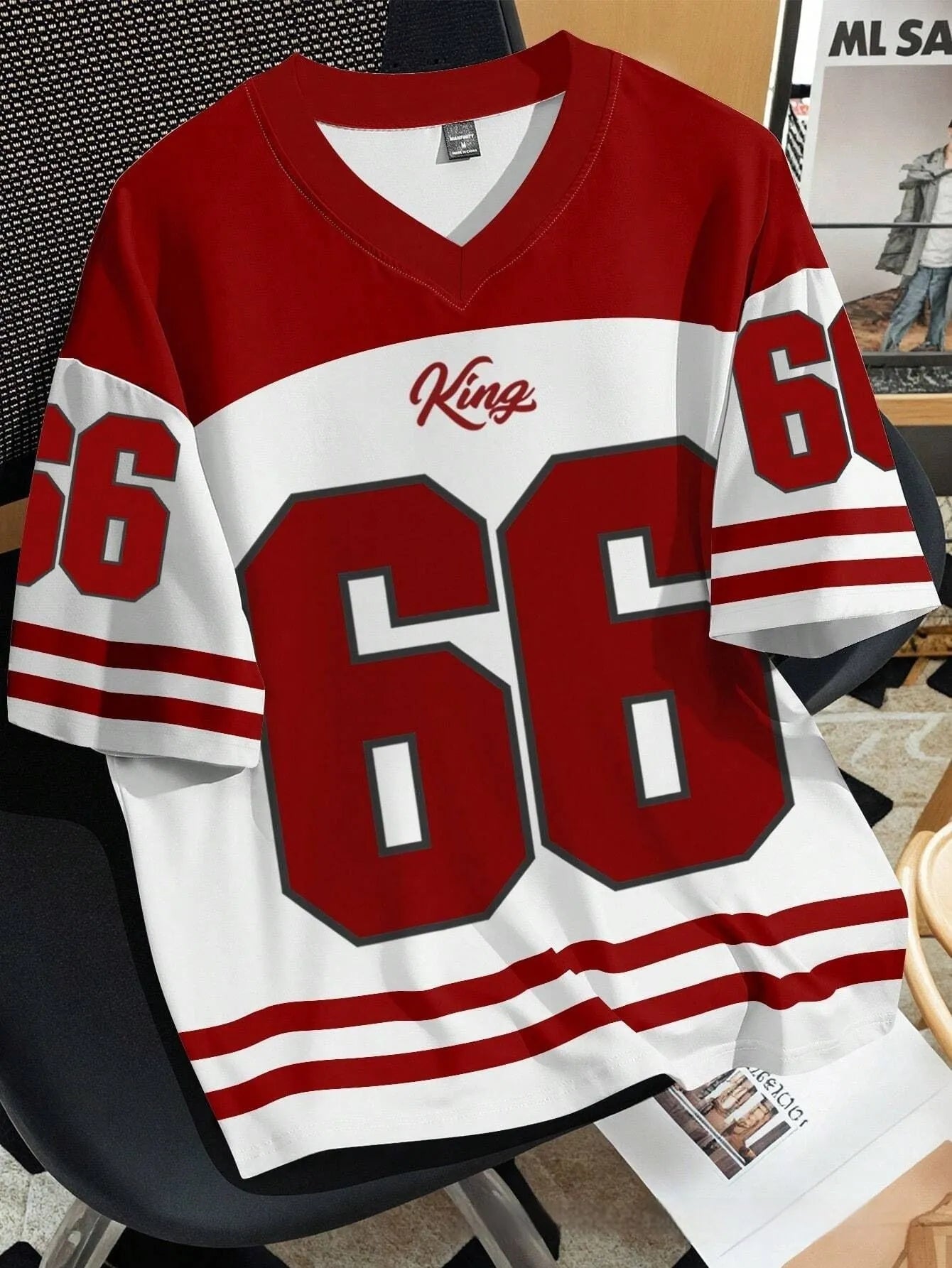 Men's Chicago No 23 3D printed T-shirt in bird eye polyester fabric with digital printing and striped pattern
