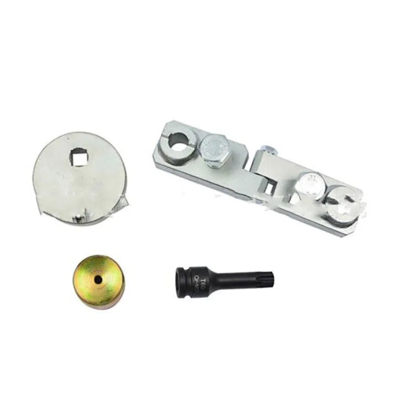 Volvo engine timing alignment tool kit made of carbon steel for cylinder head repair.
