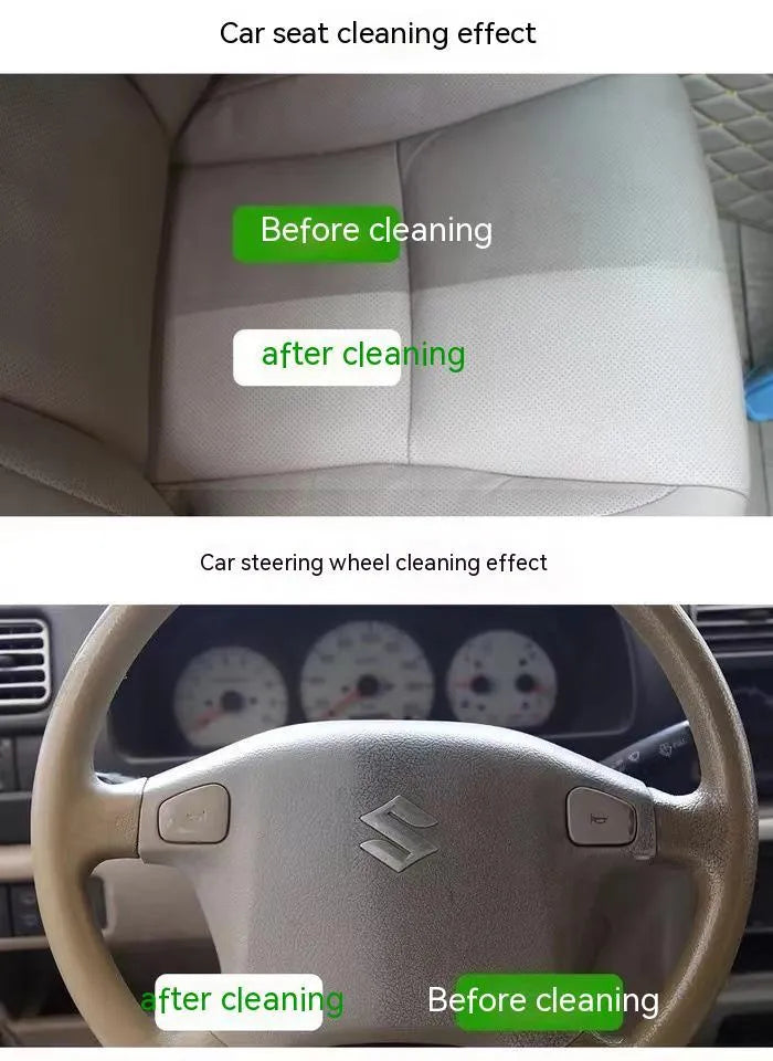 Wash free fabric roof foam cleaner kit with bottle, sponge wipes, and towel for interior vehicle ceiling cleaning