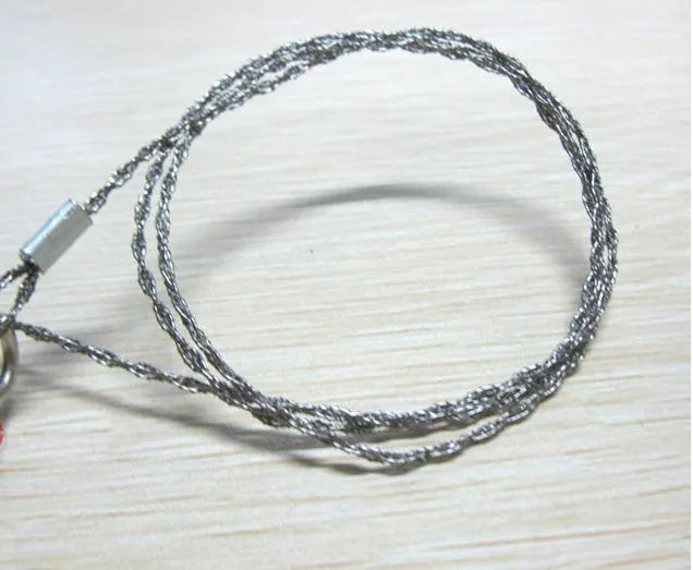 70cm stainless steel survival wire saw with pull ring and hoop handles for outdoor cutting