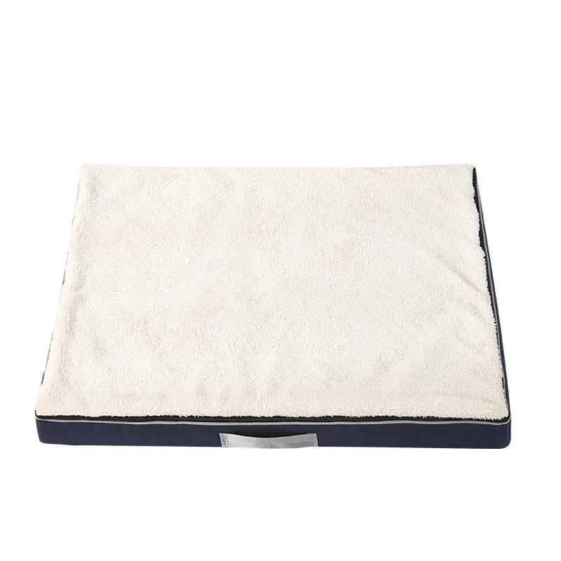 Brown removable washable sponge dog mat with velvet finish on a sofa