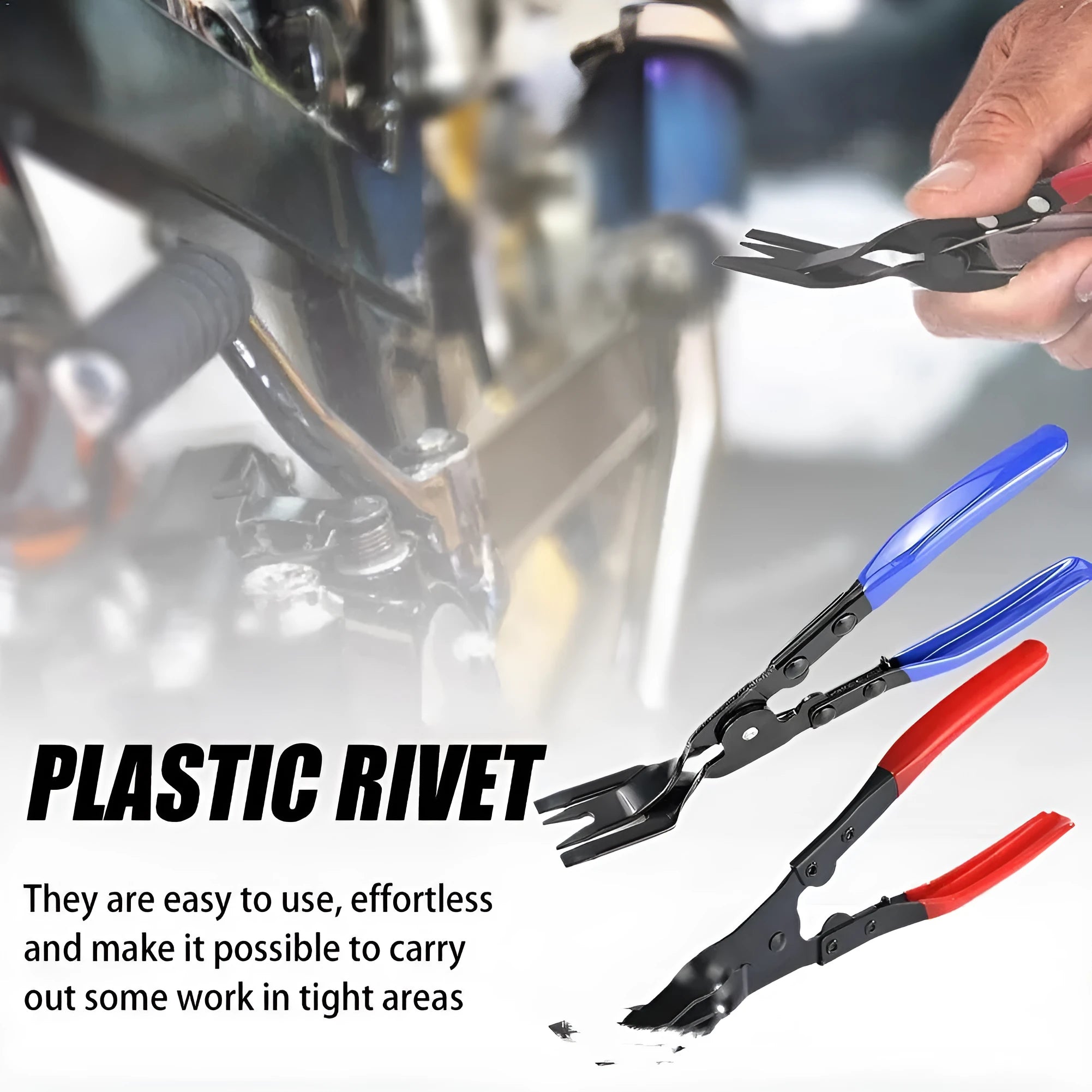 Blue steel car interior trim removal pliers with 235mm length and 32mm head